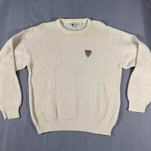Harvard The Coop Sweater Men’s Large Cream Cotton Crewneck‎ Made in USA College